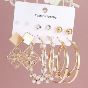 6 Pairs Fashion Pearl Decor Earrings Set